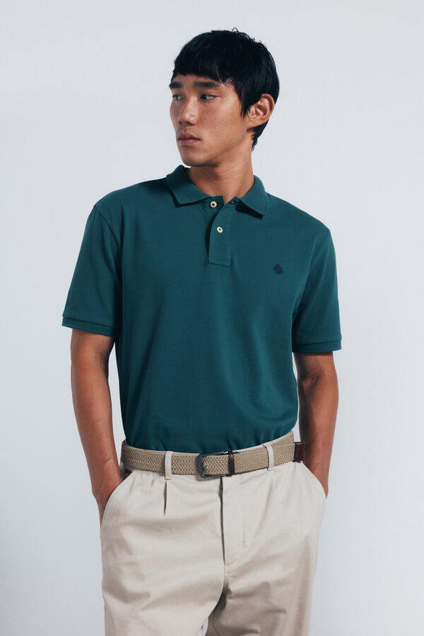 Springfield Essential regular fit piqué polo shirt green