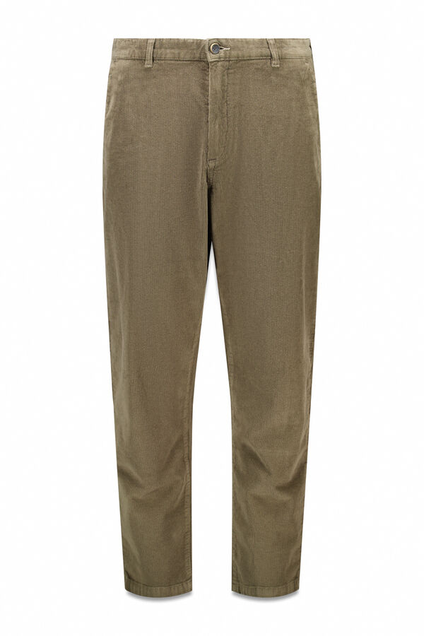 Springfield Calças chino slim fit confortável de veludo cotelê lavado cru