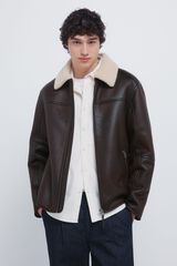 Springfield Blusão aviador efeito camurça dupla face cru