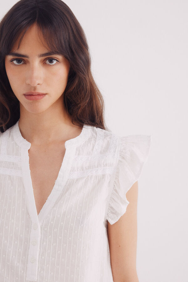 Springfield Blusa lace inserido bege