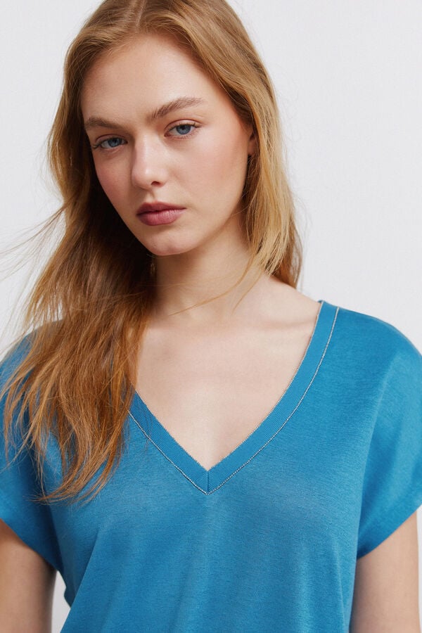 Springfield T-shirt manga morcego azul