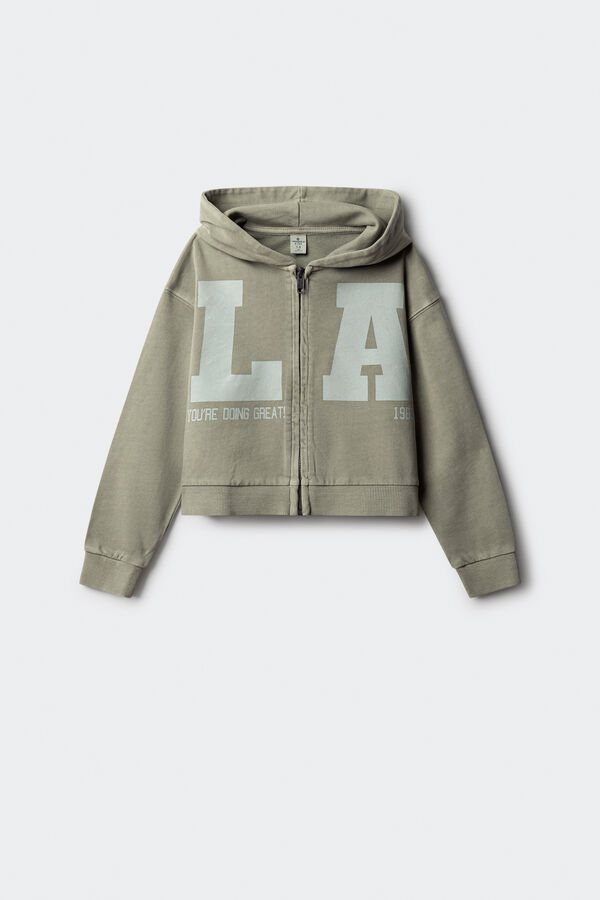 Springfield Kids Sweatshirt aberto "LA" para meninas verde
