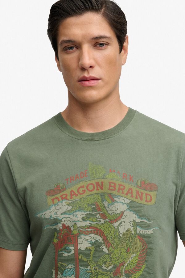Superdry T-shirt de manga curta com estampado japon&ecirc;s na frente estampado