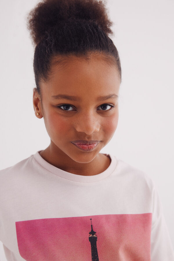 Springfield Kids T-shirt Bonjour para menina rosa