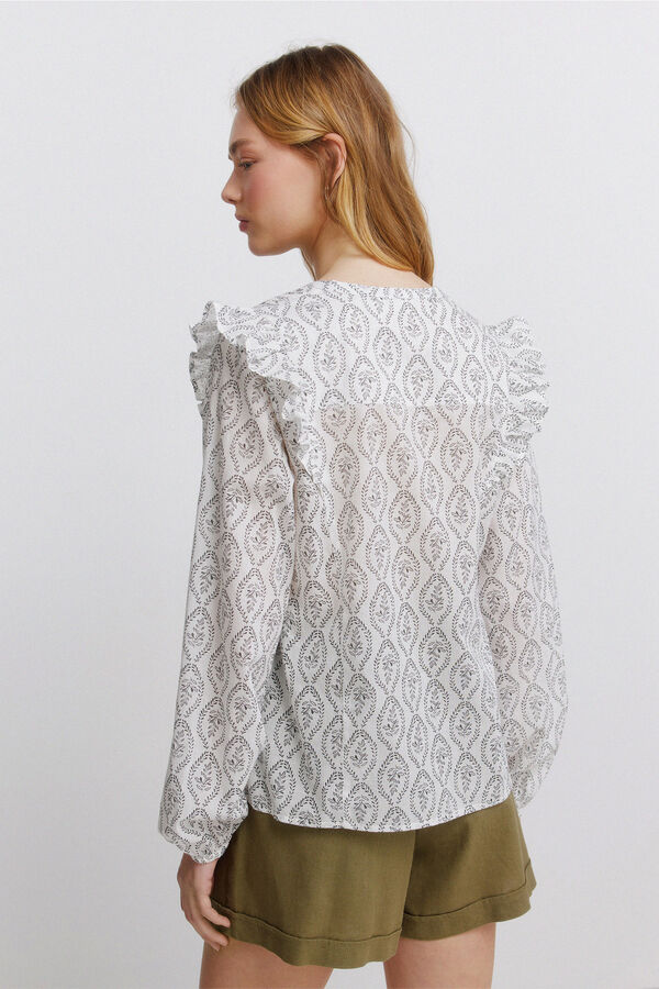 Springfield Blusa com volume e folhos estampado
