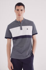 Springfield Polo piqué bloco oxford mao slim fit azul