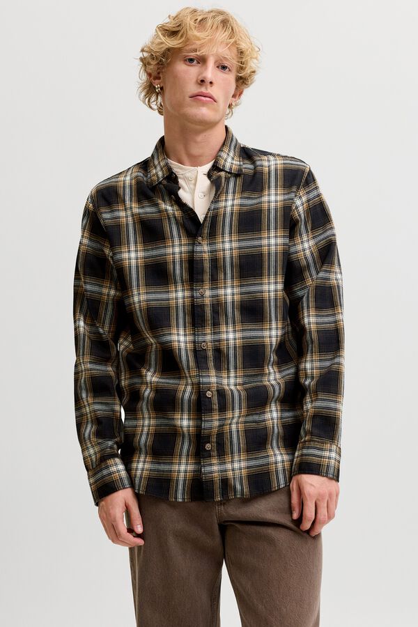 Jack & Jones Camisa regular aos quadrados preto
