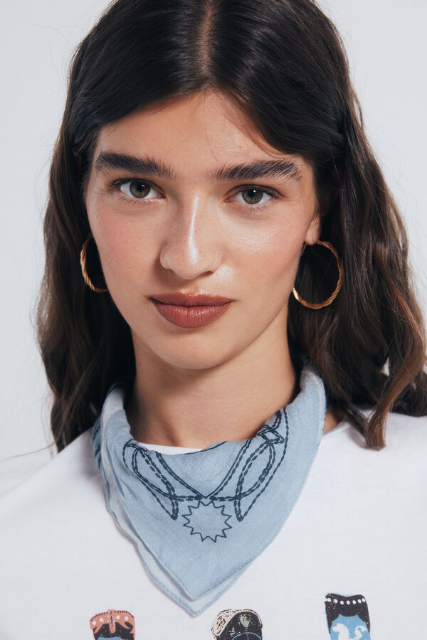 Springfield Cowboy girl horse bandana scarf blue