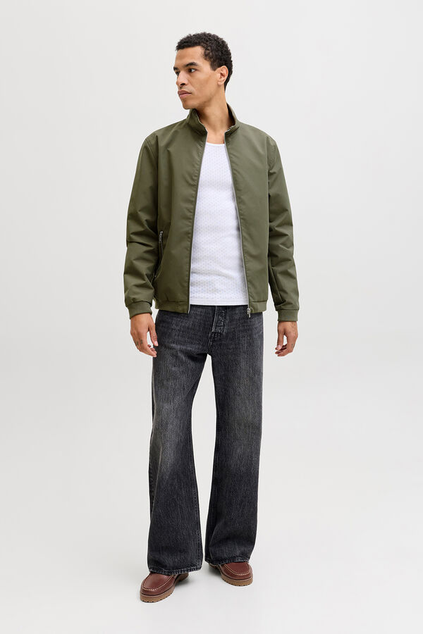 Jack & Jones Jaqueta bomber com gola alta cru