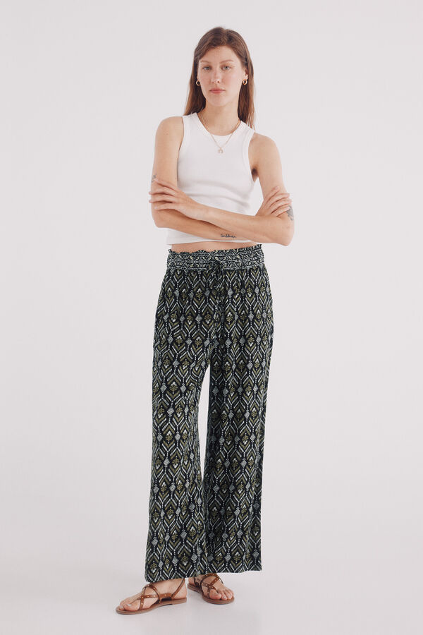 Springfield print palazzo fluid black