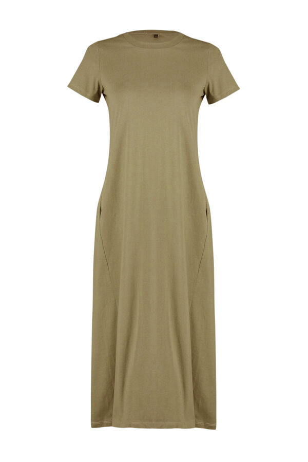 Trendyol Vestido midi de manga curta Caqui escuro