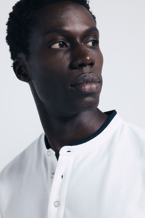Springfield Polo piqué cuello mao slim fit blanco