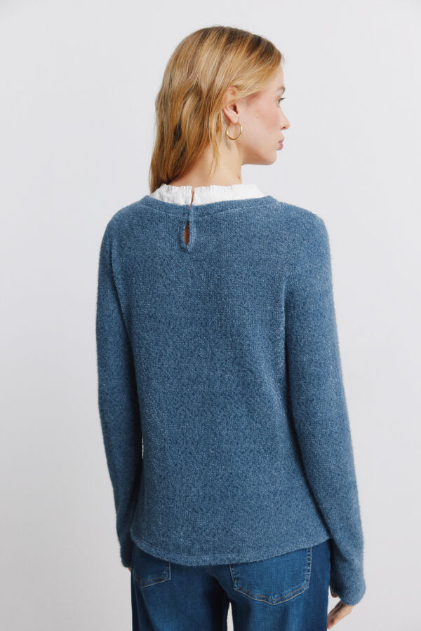 Springfield Combined neck chenille T-shirt blue