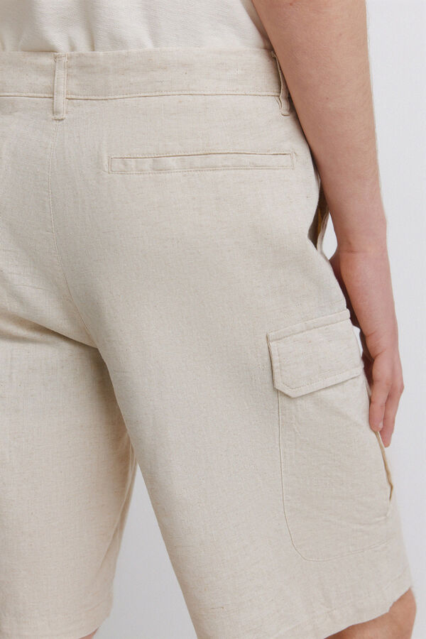Springfield Bermudas de linho cargo comfort fit branco