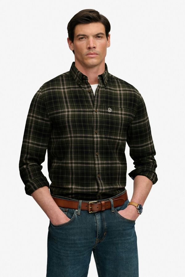 Superdry Camisa de manga comprida aos quadrados verde