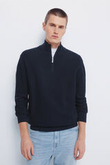 Springfield Camisola com fecho-éclair liso azul
