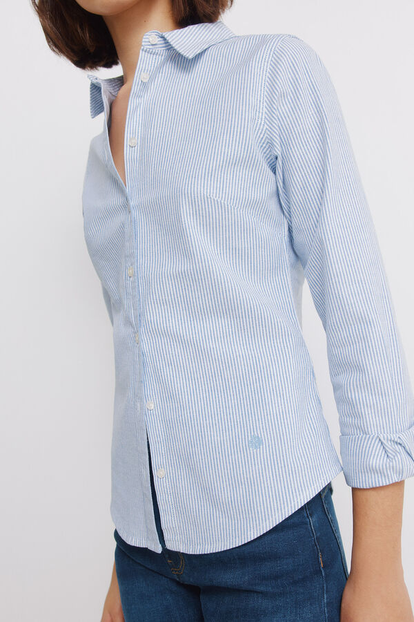 Springfield Camisa de algod&atilde;o Oxford azul