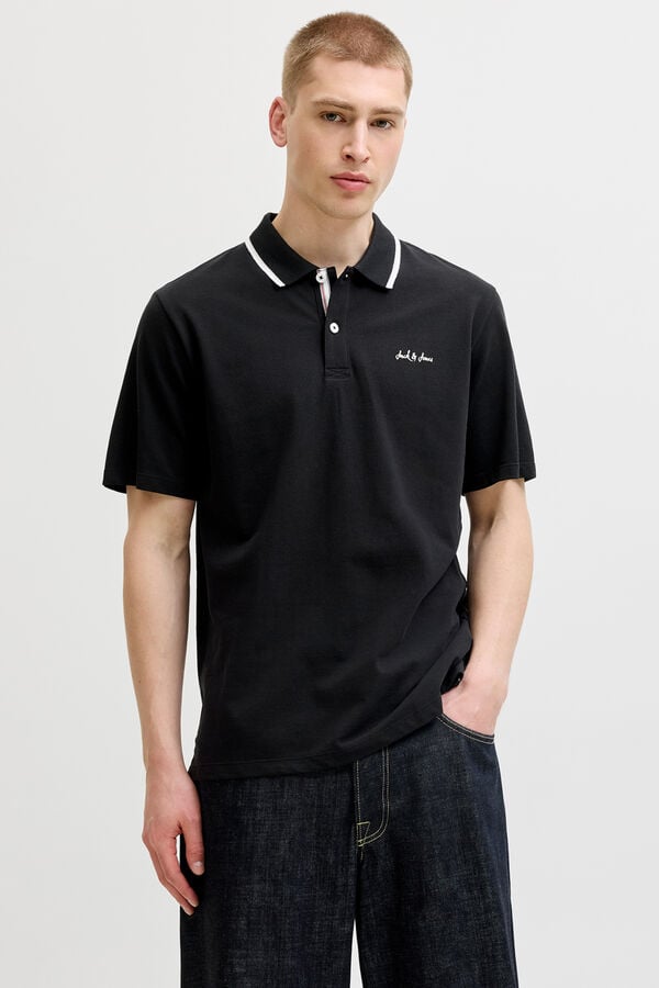Jack & Jones Polo em piqu&eacute; com logo preto