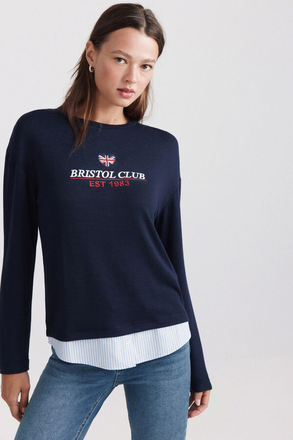 Springfield T-shirt bimaterial Inglaterra azul