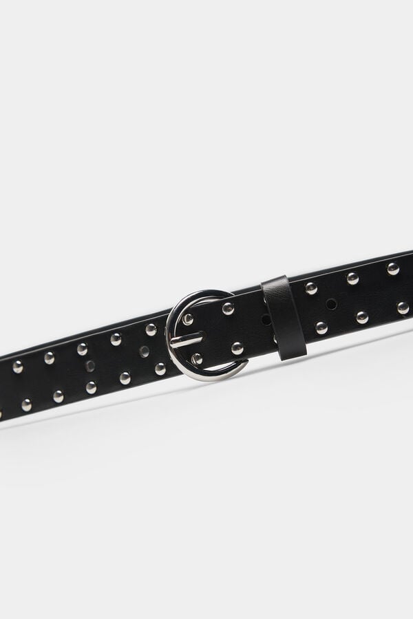 Springfield Round buckle studded belt black