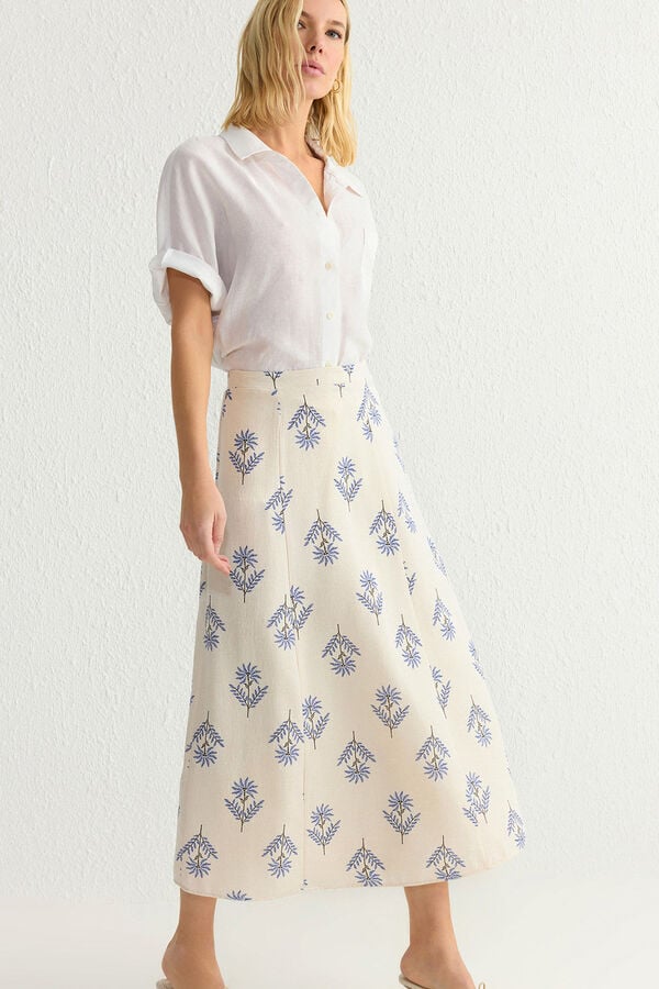 Trendyol Saia midi estampada azul
