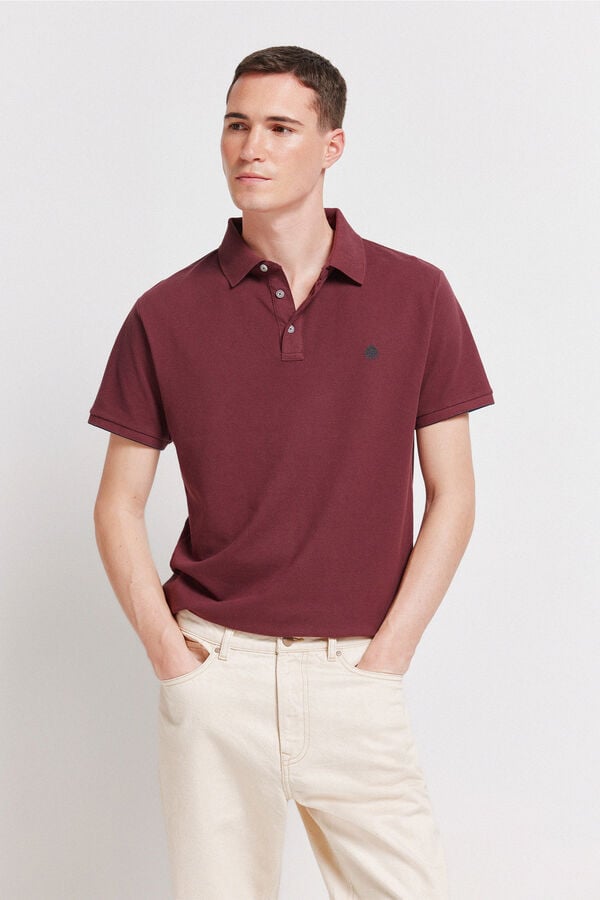 Springfield Polo piqu&eacute; punho em contraste slim fit estampado