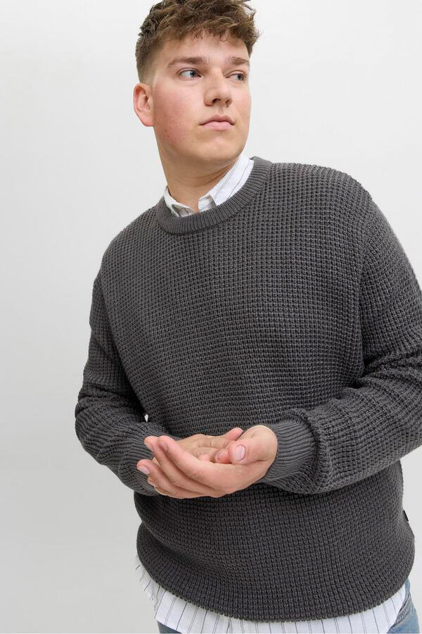 Jack & Jones PLUS Camisola básico de malha liso cinzento