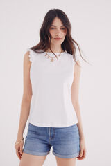 Springfield Camiseta volantes crochet estampado