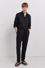 Springfield Cal&ccedil;as chino em linho comfort fit preto