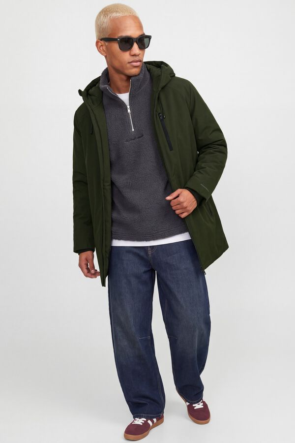Jack & Jones Parka comprida com capuz verde