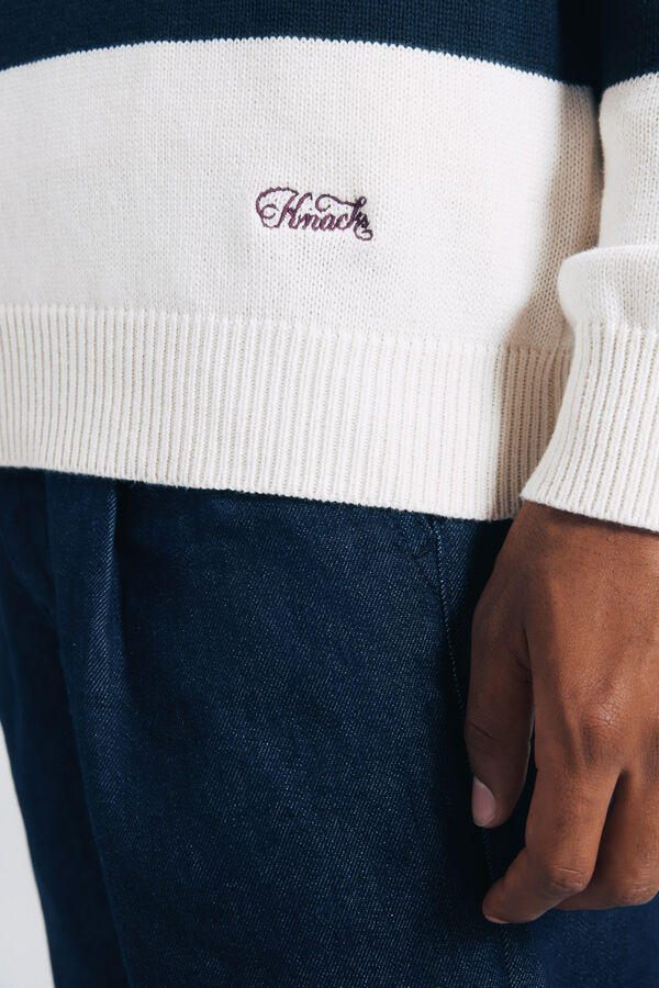 Springfield Camisola riscas de gola polo branco