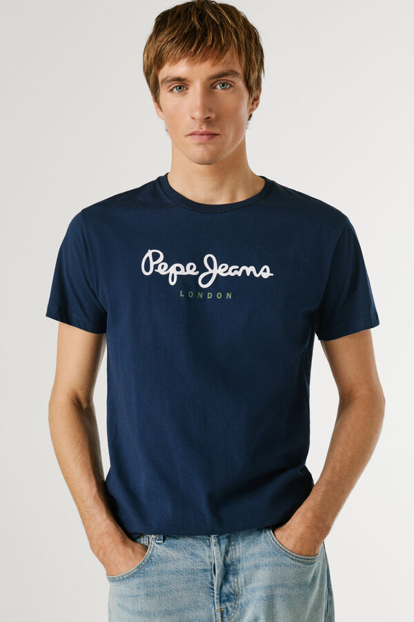Pepe Jeans T-shirt de manga curta com logo azul