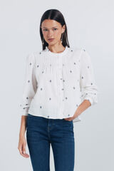 Springfield Blusa com babados e carcela cru