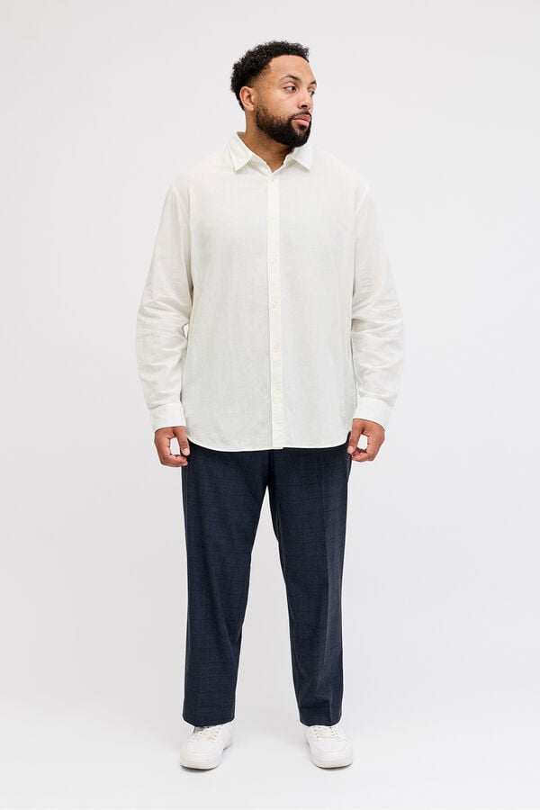 Jack & Jones PLUS Camisa manga comprida em linho branco