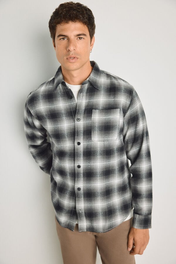 Jack & Jones Camisa relaxed de flanela cinzento