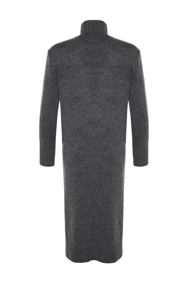 Trendyol Vestido midi gola alta com abertura cinzento