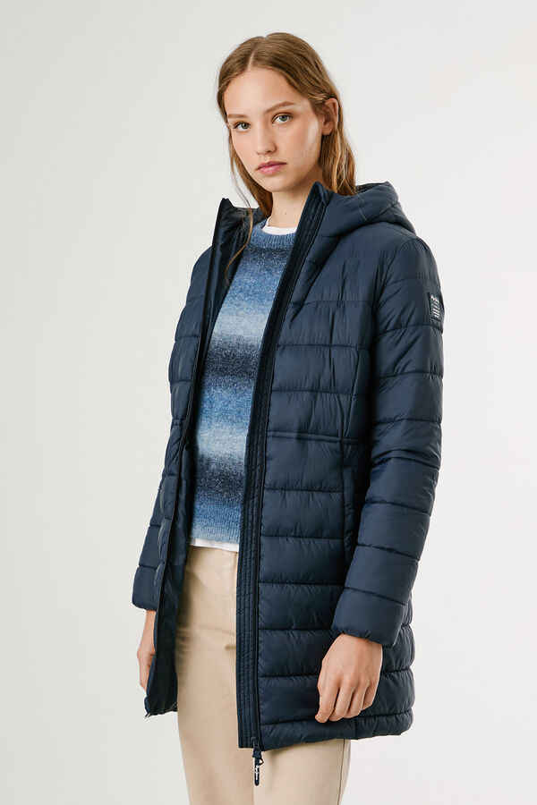 Pepe Jeans Jaqueta longa acolchoada de plumas azul