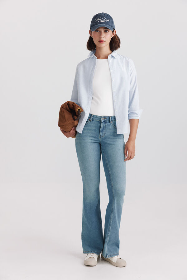 Springfield Blusa b&aacute;sica oxford azul