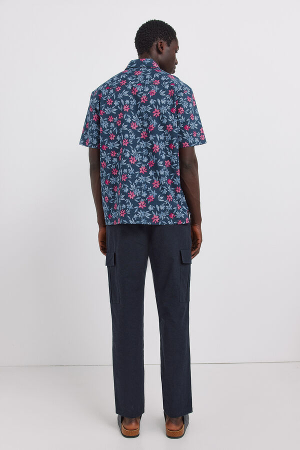 Springfield Cal&ccedil;as cargo em linho comfort slim fit azul