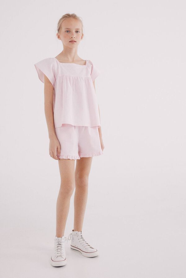 Springfield Kids Blusa às riscas oxford de menina rosa