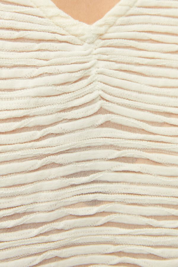 Systemaction T-shirt com estrutura e franzido no decote branco