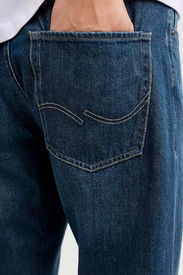 Jack & Jones Jeans relaxed cintura alta em algod&atilde;o azul