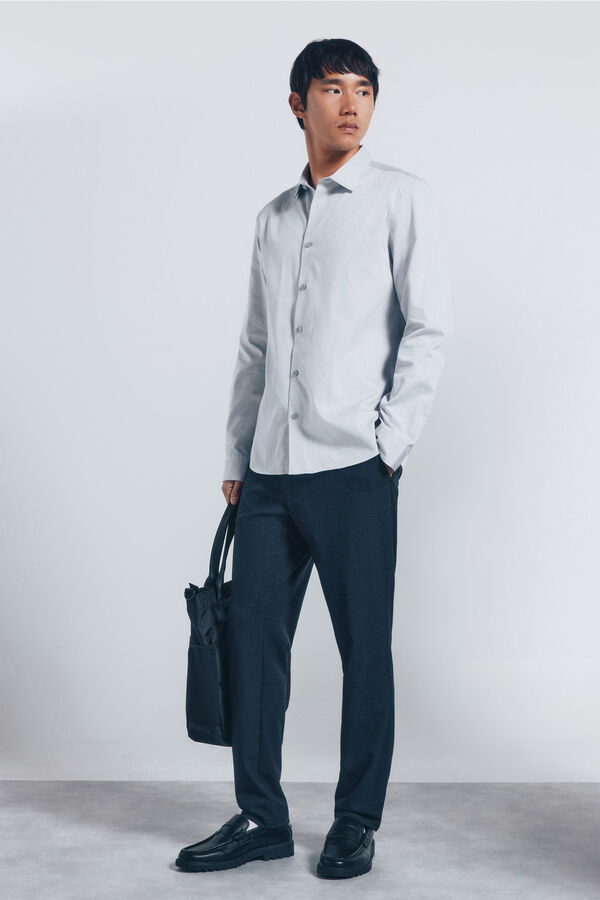 Springfield Camisa estruturada de fácil cuidado cinzento