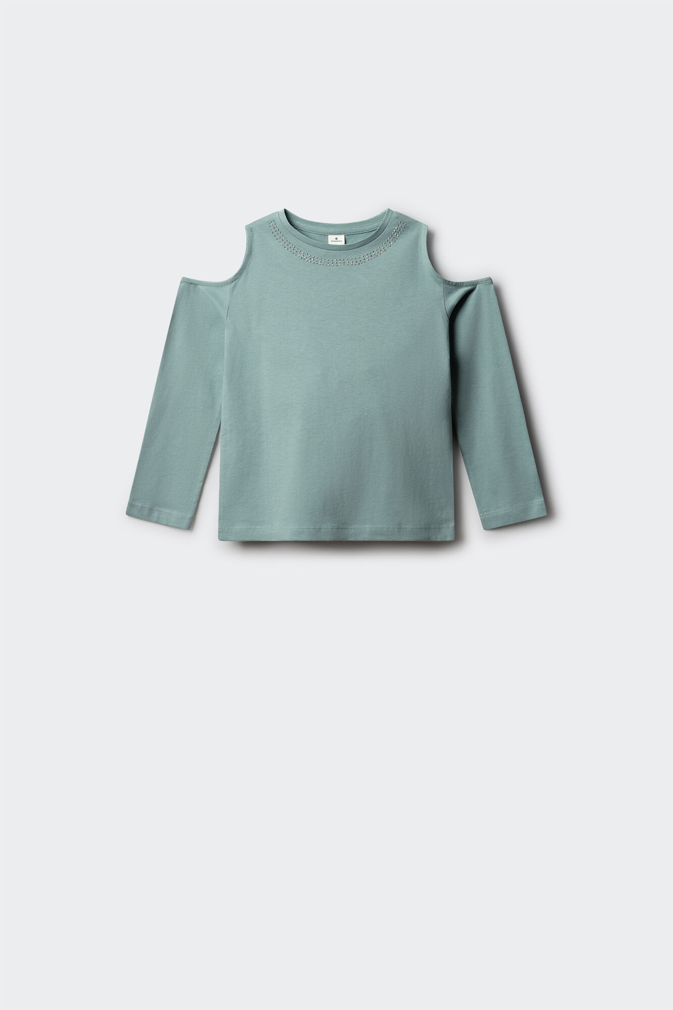 Springfield Kids T-shirt manga comprida com tachas ombro descoberto para menina