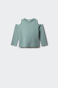 Springfield Kids T-shirt manga comprida com tachas ombro descoberto para menina