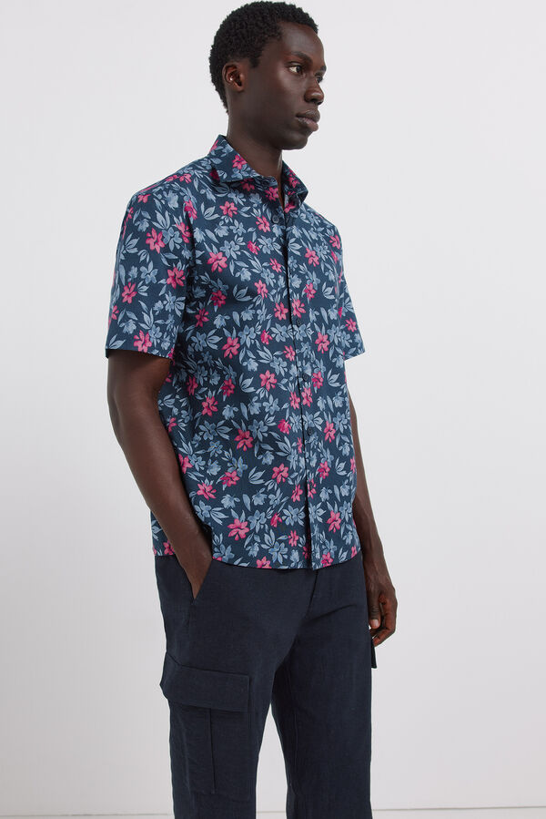 Springfield Cal&ccedil;as cargo em linho comfort slim fit azul