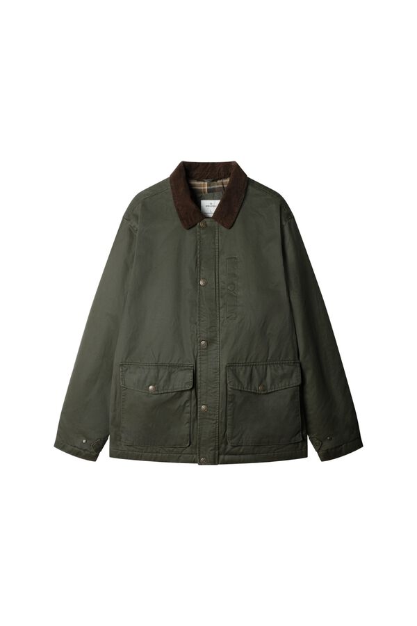Springfield Parka curta gola de bombazina bege