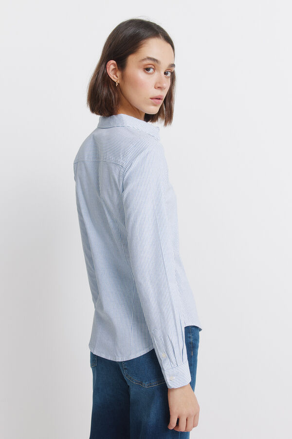 Springfield Camisa de algod&atilde;o Oxford azul