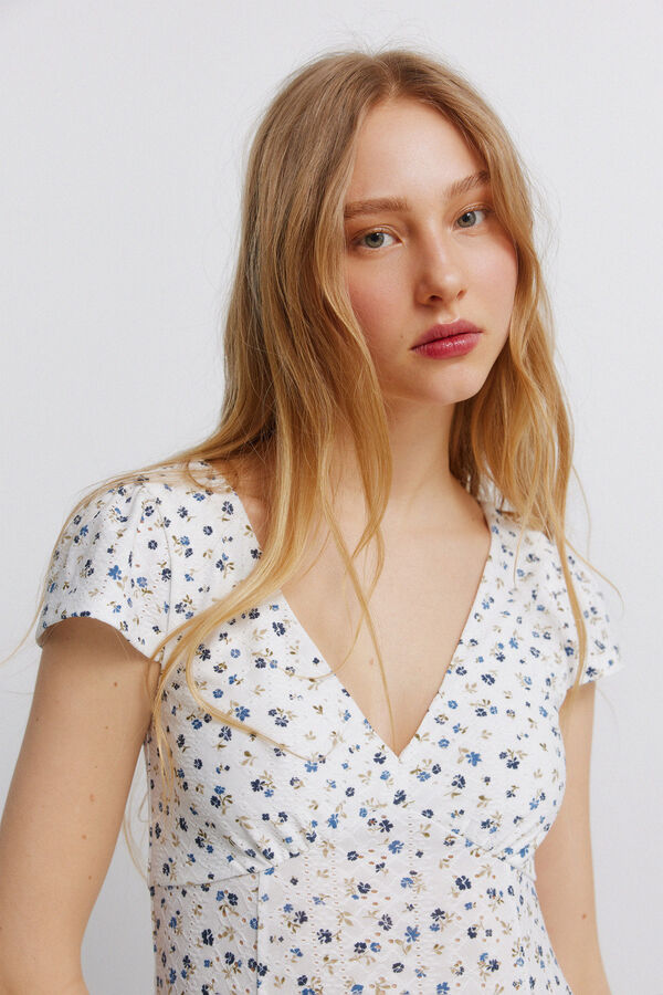 Springfield Vestido estampado de renda bege