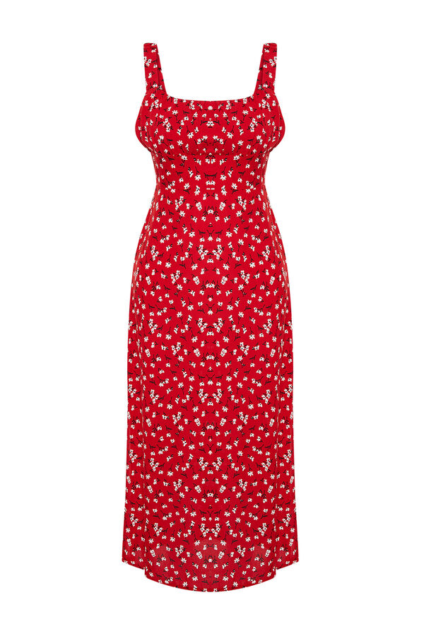 Trendyol Vestido midi de al&ccedil;as vermelho